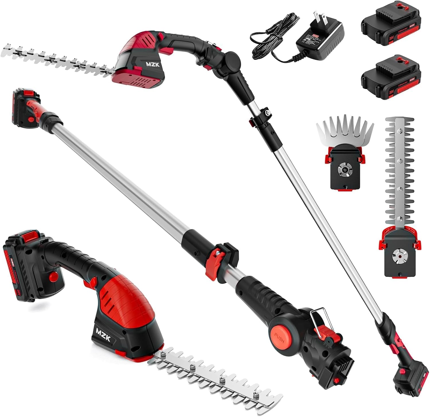 Cordless Hedge Trimmer Pole 2 In 1 - مقص تشذيب الشجيرات والعشب 2 في