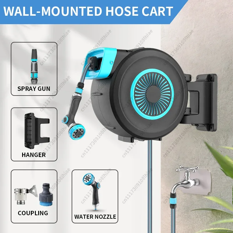 Garden Hose Reel Automatic Retractable 30M - حامل خرطوم مياه أوتوماتيكي قابل للسحب،