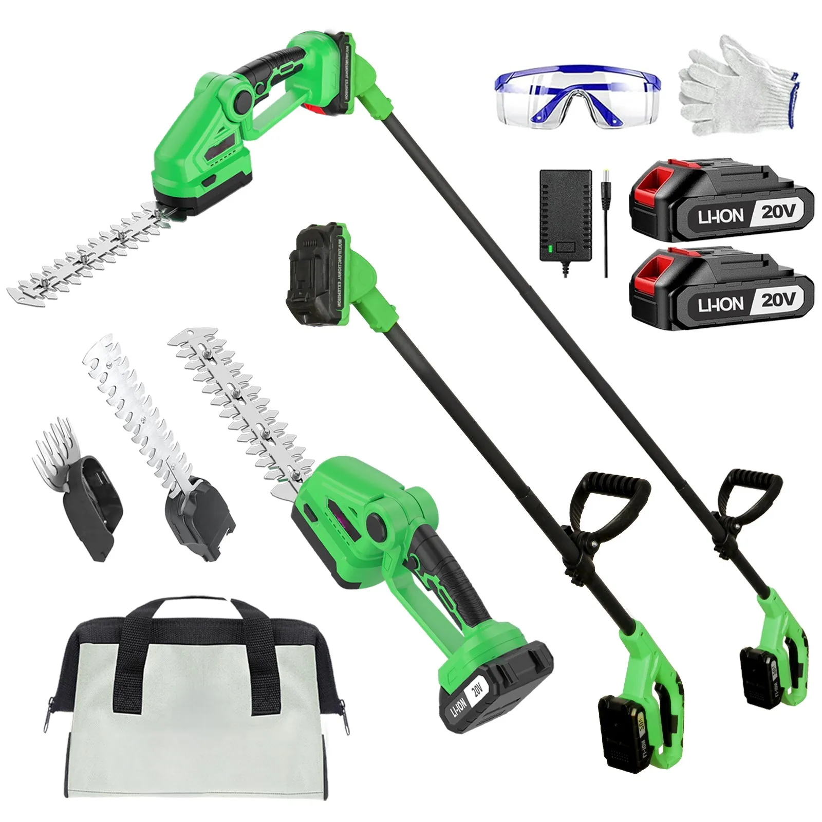 مقص سياج لاسلكي 20 فولت بعمود  - مراجعة Cordless Hedge Trimmer Pole 2 In 1 وسعره