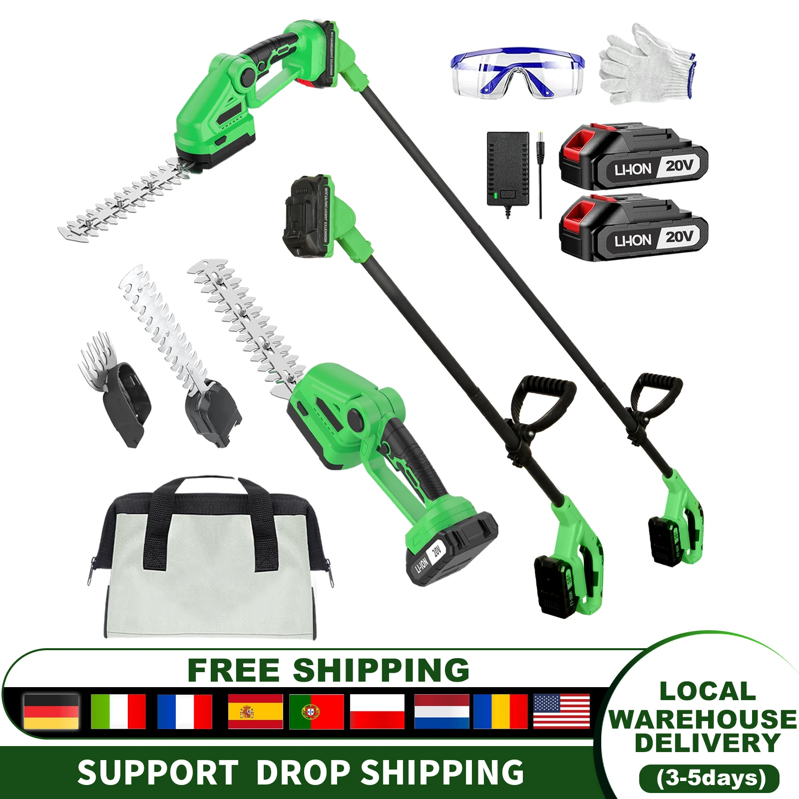 مقص سياج لاسلكي 20 فولت بعمود  - مراجعة Cordless Hedge Trimmer Pole 2 In 1 وسعره