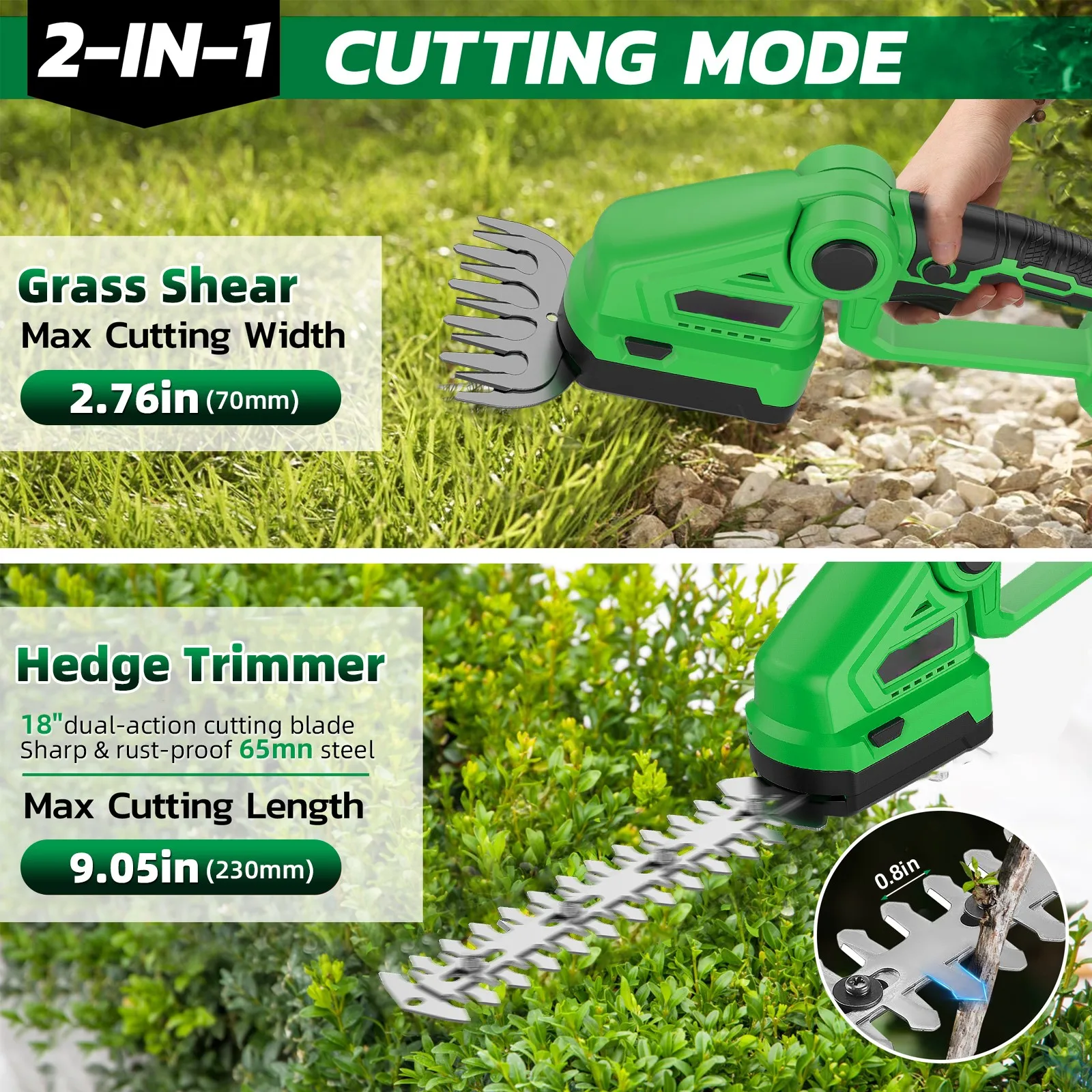 مقص سياج لاسلكي 20 فولت بعمود  - مراجعة Cordless Hedge Trimmer Pole 2 In 1 وسعره