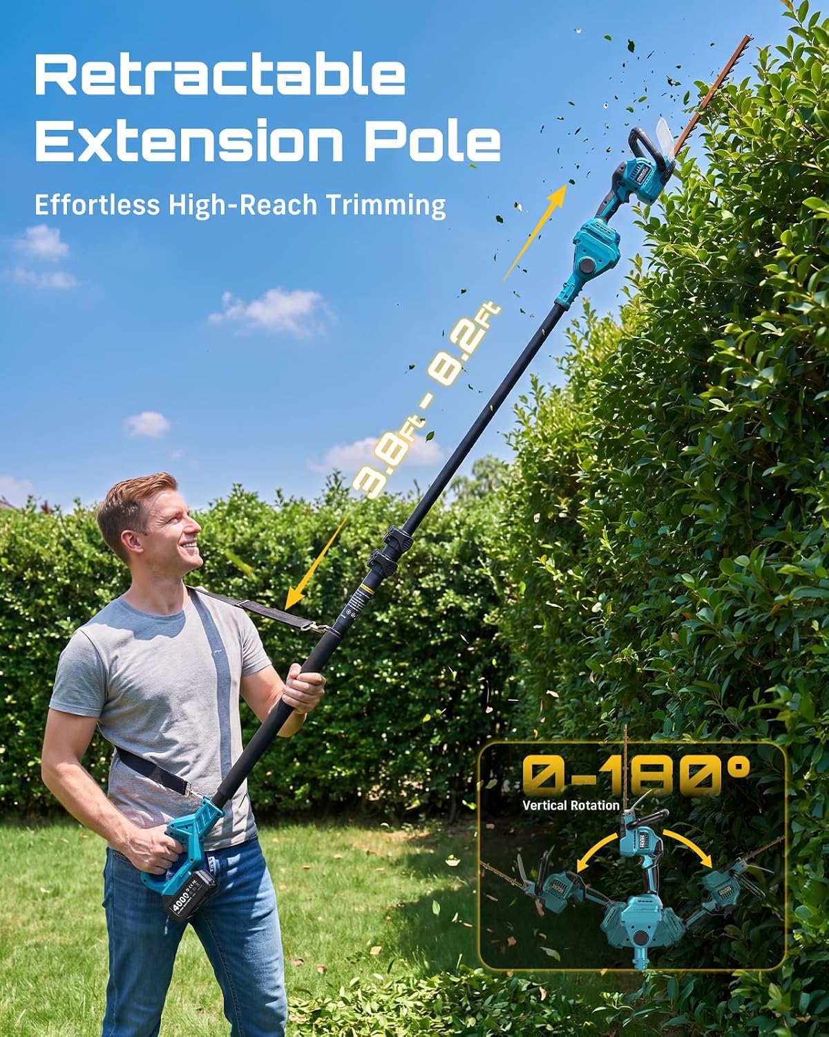 مجموعة منشار عمودي لاسلكي ومقص - مراجعة Cordless Hedge Trimmer Pole 2 In 1 وسعره