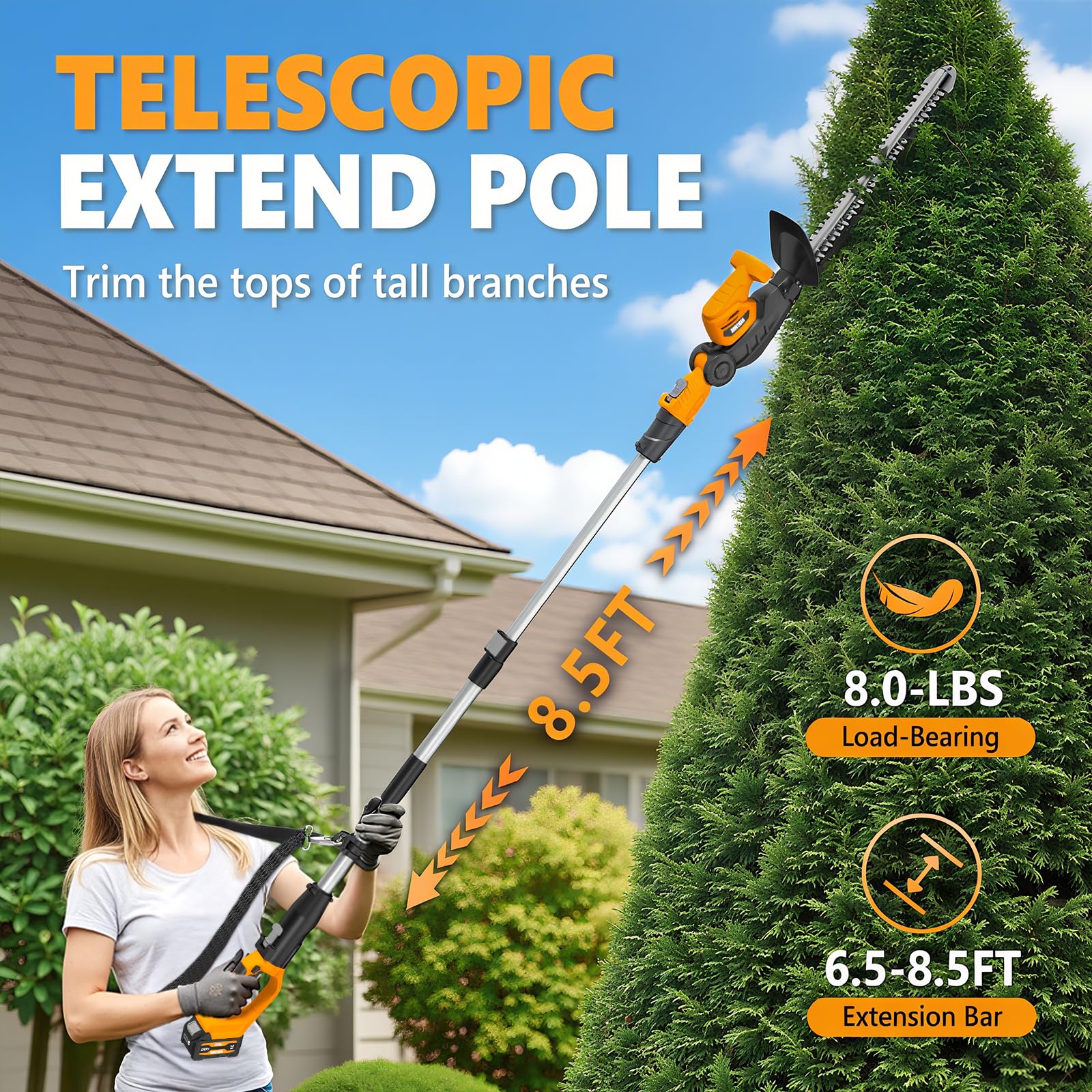 جهاز تقليم الشجيرات اللاسلكي 2 - مراجعة Cordless Hedge Trimmer Pole 2 In 1 وسعره