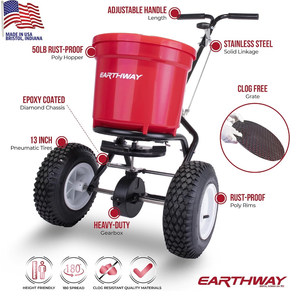 2150 موزع سماد تجاري بوزن 50 ر - مراجعة Fertilizer Spreader Walk Behind Broadcast وسعره