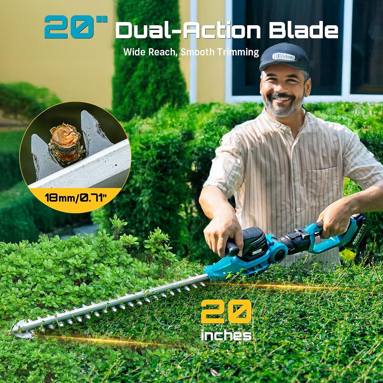مقص سياج لاسلكي 20 فولت 2 في 1 - مراجعة Cordless Hedge Trimmer Pole 2 In 1 وسعره