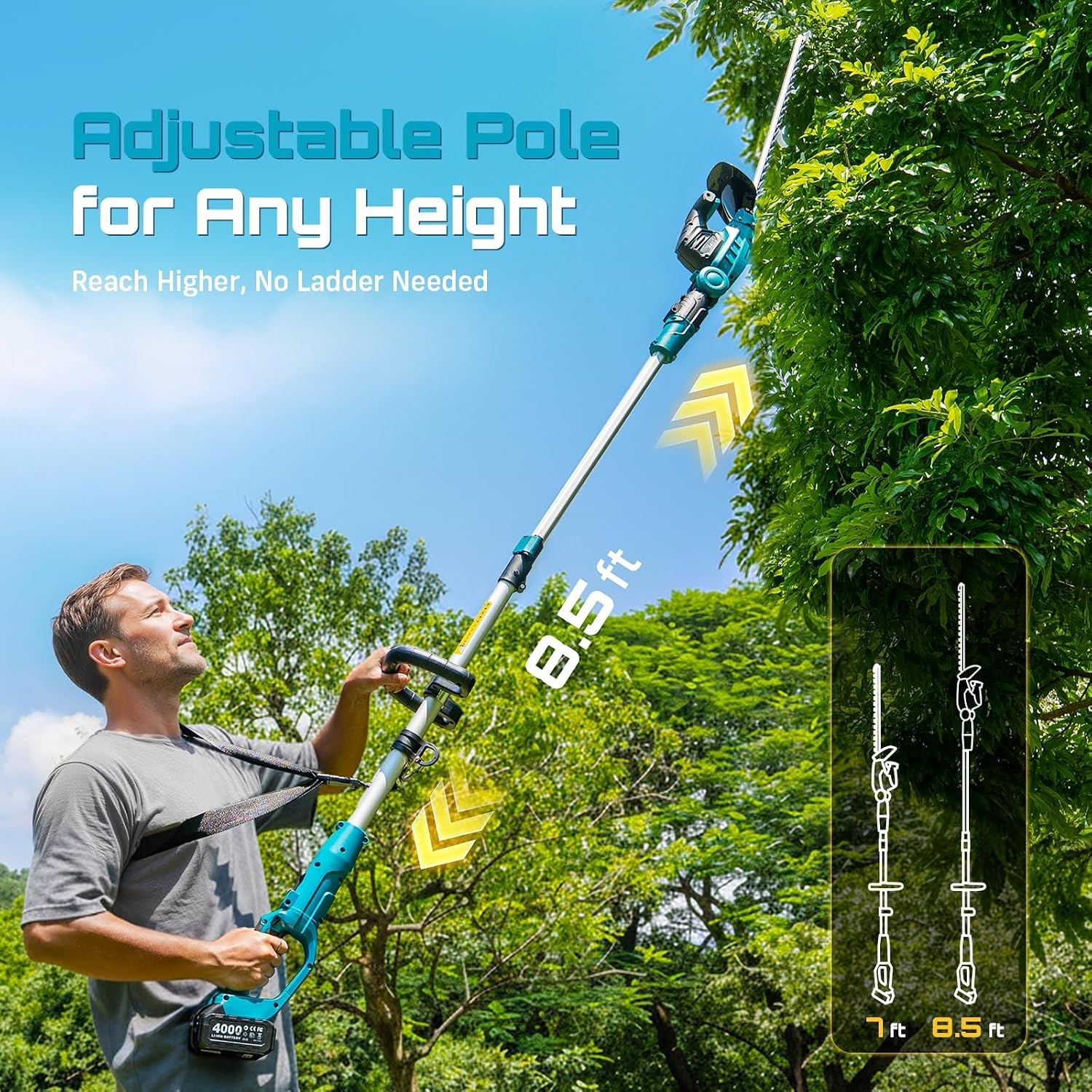 مقص سياج لاسلكي 20 فولت 2 في 1 - مراجعة Cordless Hedge Trimmer Pole 2 In 1 وسعره