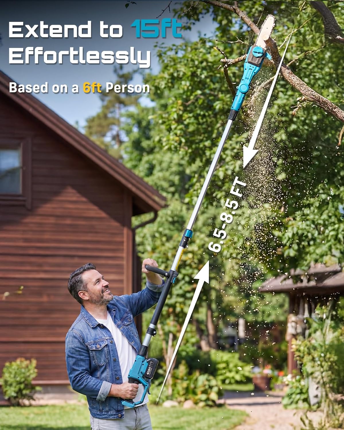 مجموعة منشار عمودي لاسلكي ومقص - مراجعة Cordless Hedge Trimmer Pole 2 In 1 وسعره