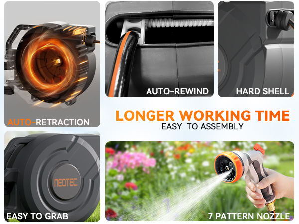 بكرة خرطوم هواء صناعية قابلة ل - مراجعة Garden Hose Reel Automatic Retractable 30M وسعره