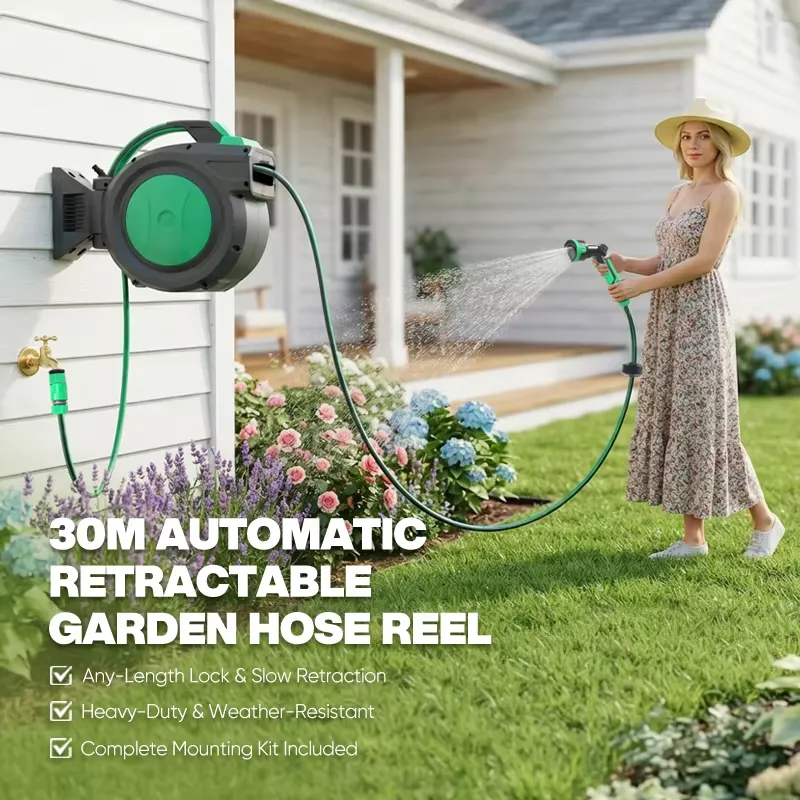 لفافة خرطوم حديقة أوتوماتيكية  - مراجعة Garden Hose Reel Automatic Retractable 30M وسعره