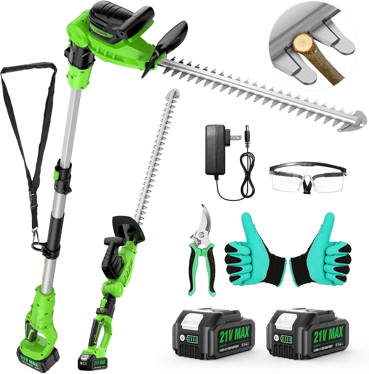مقص تقليم الشجيرات اللاسلكي، 2 - مراجعة Cordless Hedge Trimmer Pole 2 In 1 وسعره