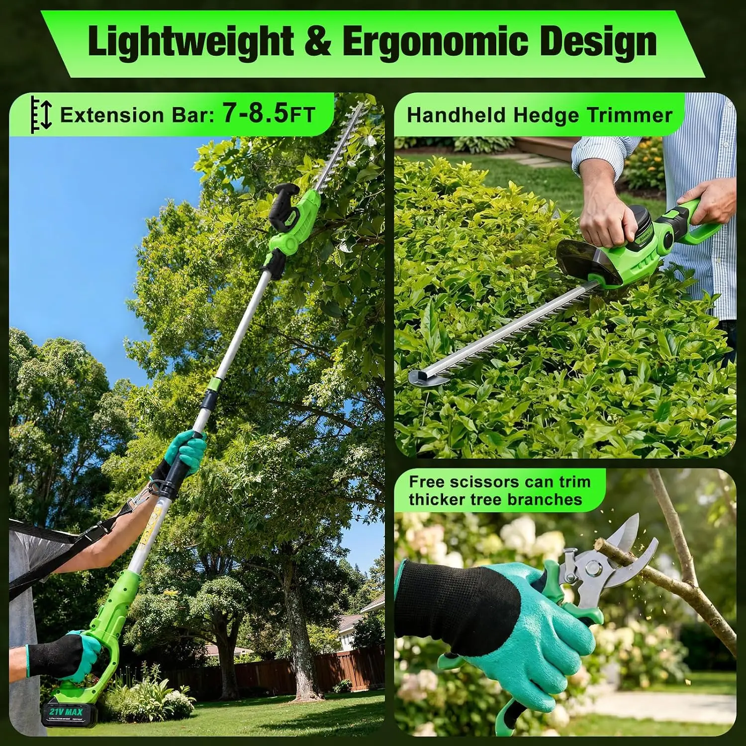 مقص تشذيب الشجيرات اللاسلكي 2  - مراجعة Cordless Hedge Trimmer Pole 2 In 1 وسعره