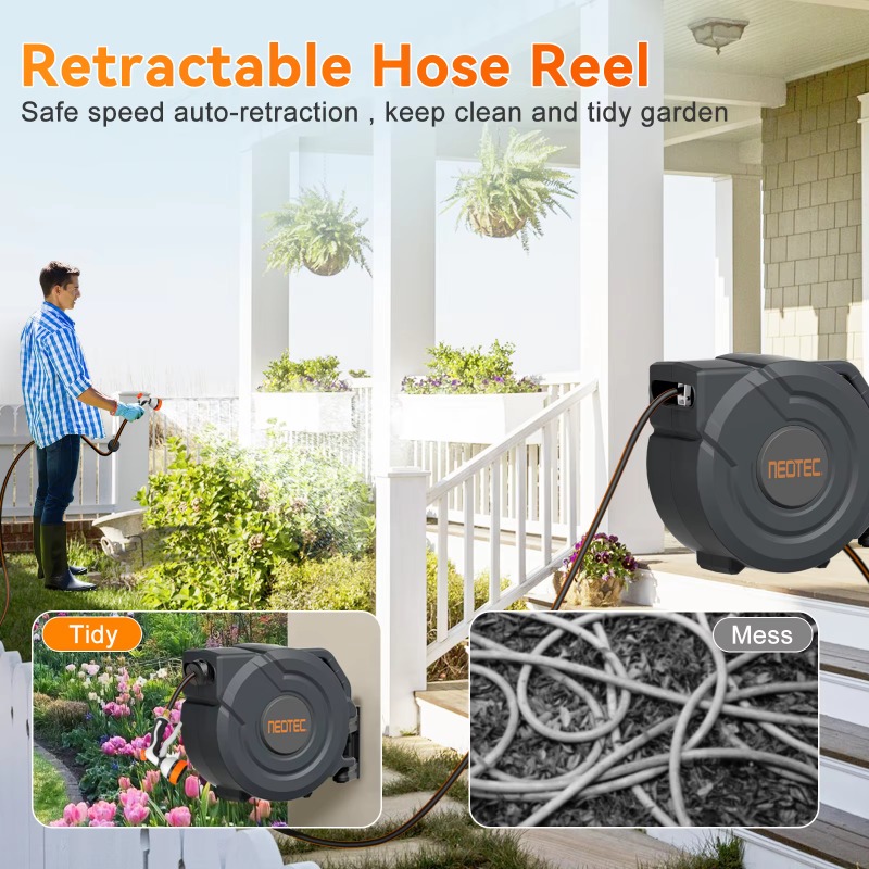 بكرة خرطوم حديقة معدنية قابلة  - مراجعة Garden Hose Reel Automatic Retractable 30M وسعره