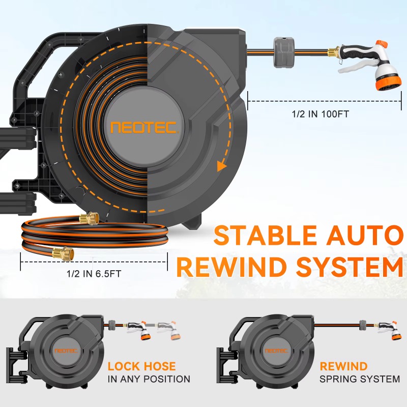 بكرة خرطوم حديقة معدنية قابلة  - مراجعة Garden Hose Reel Automatic Retractable 30M وسعره